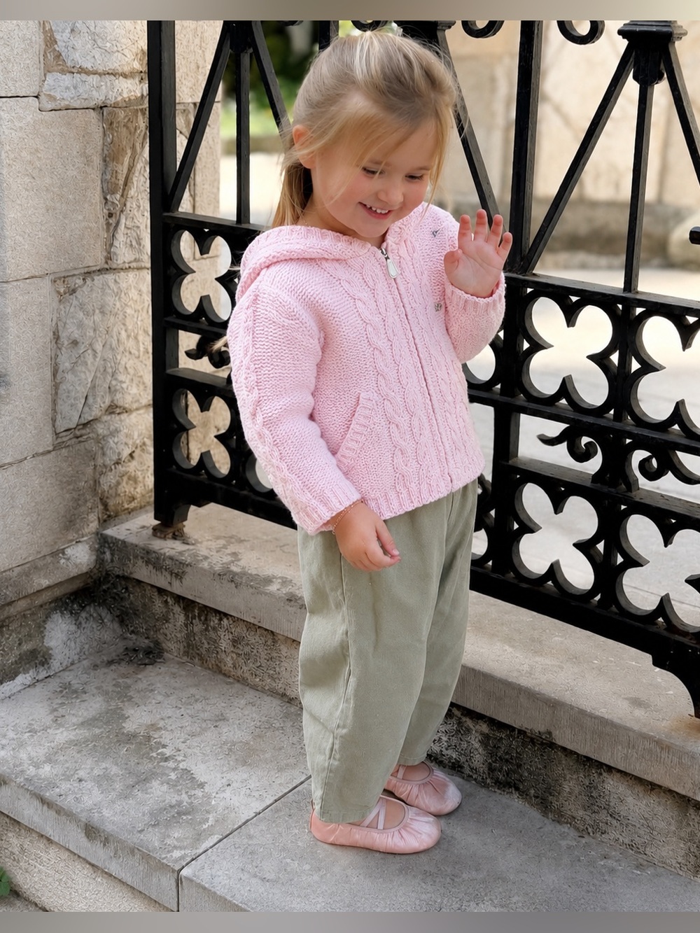BURBERRY LONDON Girls Full Zip Hooded Knit Pink Iconic Logo Jacket